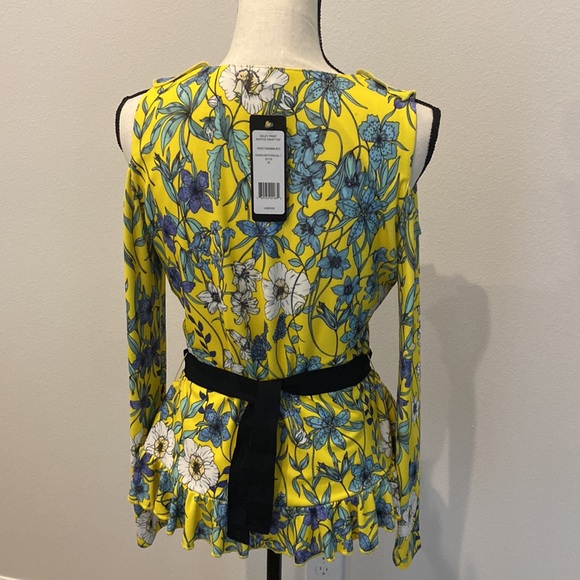 Bebe Adley Print Ruffle Wrap Top - Picture 2 of 3
